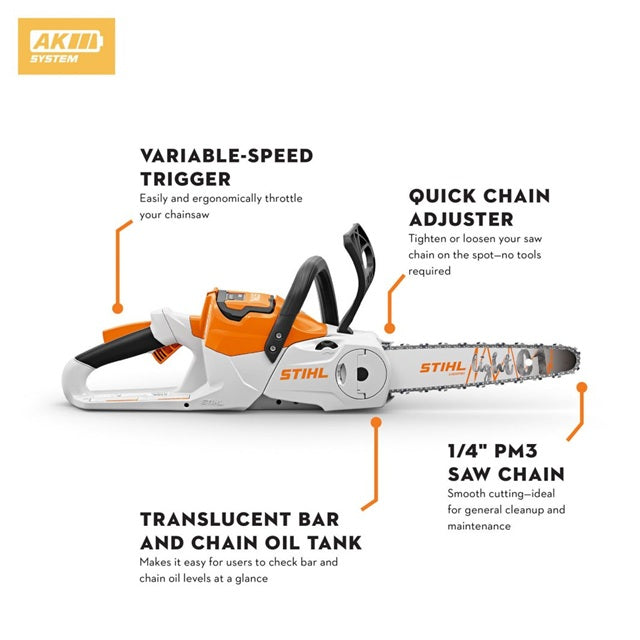 STIHL MSA 60 C-B 12 in. Battery Chainsaw Set with AK 20 Battery
