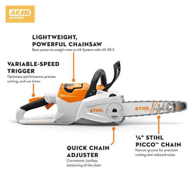 STIHL MSA 80 C-B 14 in. Battery Chainsaw Set with AK 30 S Battery