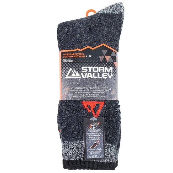 Storm Valley Men's Performance Polyester Marl Boot Sock 4 Pack, Assorted Color Packs