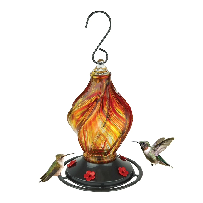 EcoCycle™ Sunburst Sipper Handblown Recycled Glass Hummingbird Feeder