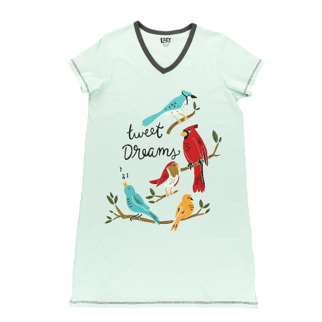 LazyOne Tweet Dreams Women's Bird V-neck Nightshirt
