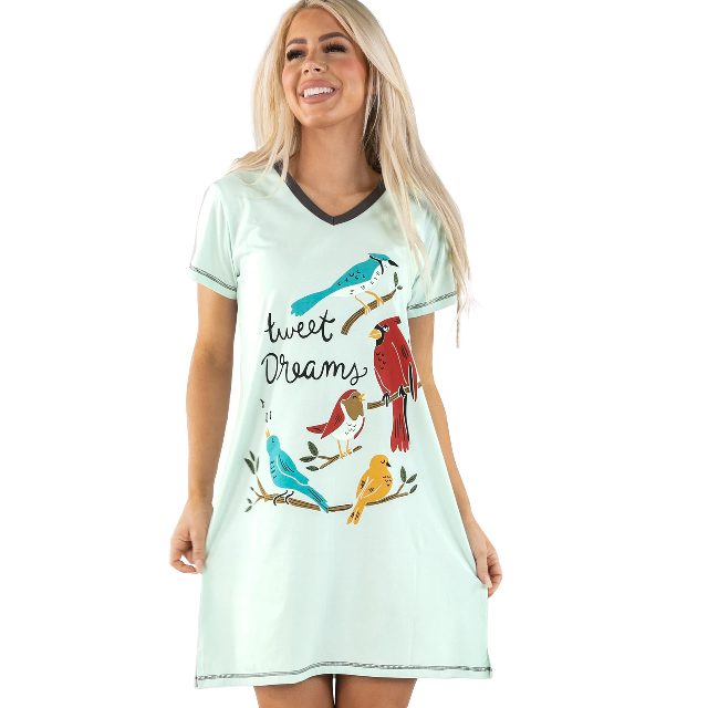 LazyOne Tweet Dreams Women's Bird V-neck Nightshirt