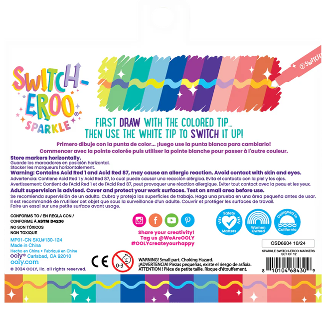 Switch-Eroo Sparkle Glittery Color Changing Markers - Set of 12