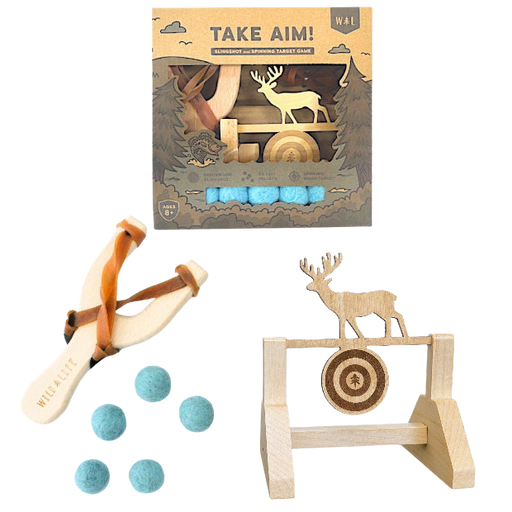 Take Aim! Kids Slingshot & Spinning Target Game
