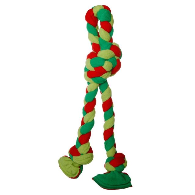 Tall Tails Holiday Braided Fleece Tug Dog Toy