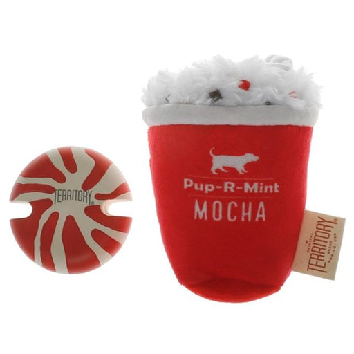 Territory Holiday 2-in-1 Plush Pup-R-Mint Mocha Dog Toy