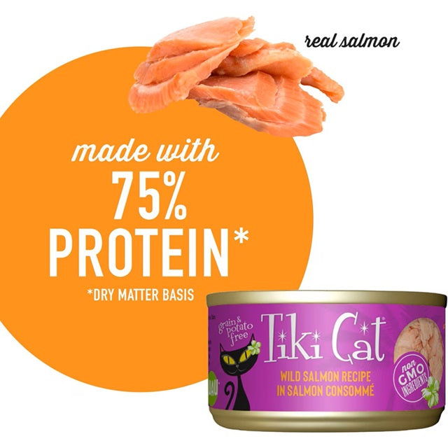 Tiki Cat Hanalei Luau Wild Salmon in Salmon Consomme Wet Cat Food, 2.8-oz Can