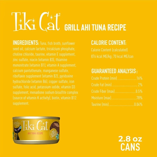 Tiki Cat Hawaiian Grill Ahi Tuna Wet Cat Food, 2.8-oz Can