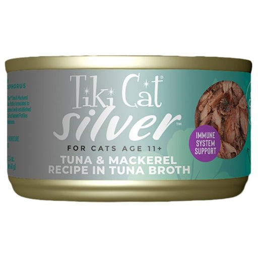 Tiki Cat Silver Tuna & Mackerel in Tuna Broth Wet Senior Cat Food, 2.4-oz Can