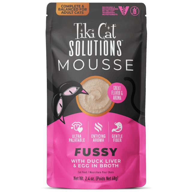 Tiki Cat Solutions Fussy Mousse With Duck Liver & Egg Recipe in Broth Wet Cat Food 2.4oz Pouch