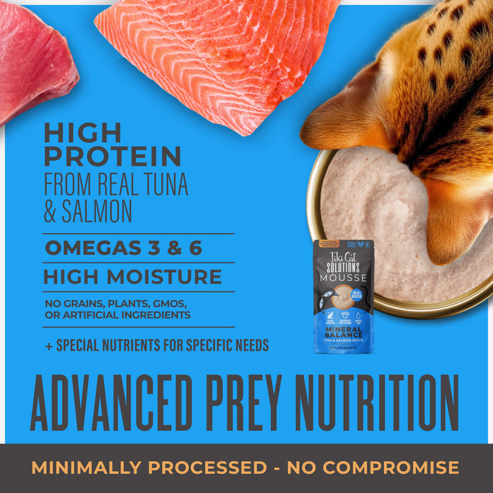 Tiki Cat Solutions Mineral Balance Mousse Tuna & Salmon Recipe Wet Cat Food 2.4oz Pouch