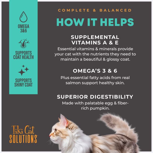 Tiki Cat Solutions Skin & Coat Mousse Salmon Recipe in Broth Wet Cat Food 2.4oz Pouch