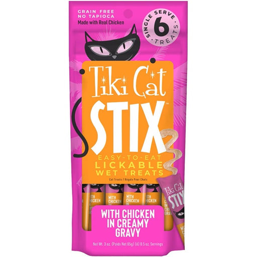 Tiki Cat Stix Chicken Grain-Free Lickable Cat Treats, 0.5-oz Single-Serve 6-Pack
