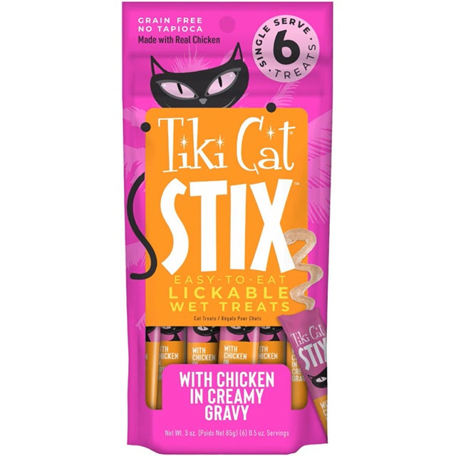 Tiki Cat Stix Chicken Grain-Free Lickable Cat Treats, 0.5-oz Single-Serve 6-Pack