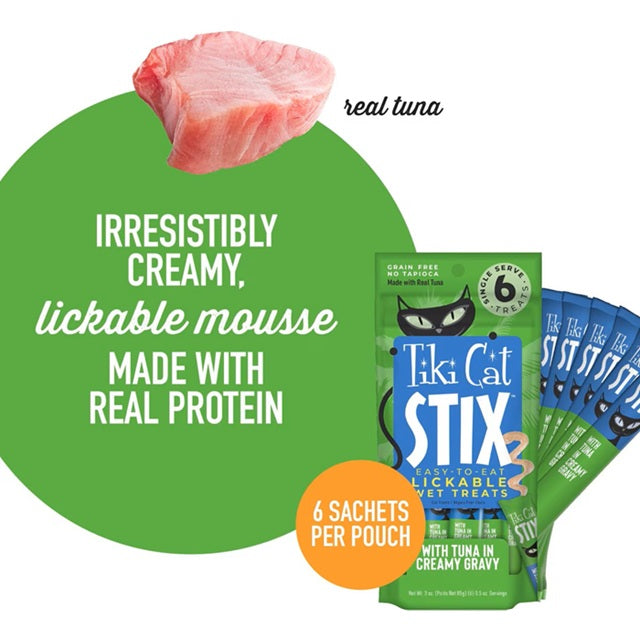 Tiki Cat Stix Tuna Grain-Free Lickable Cat Treats, 0.5-oz Single-Serve 6-Pack