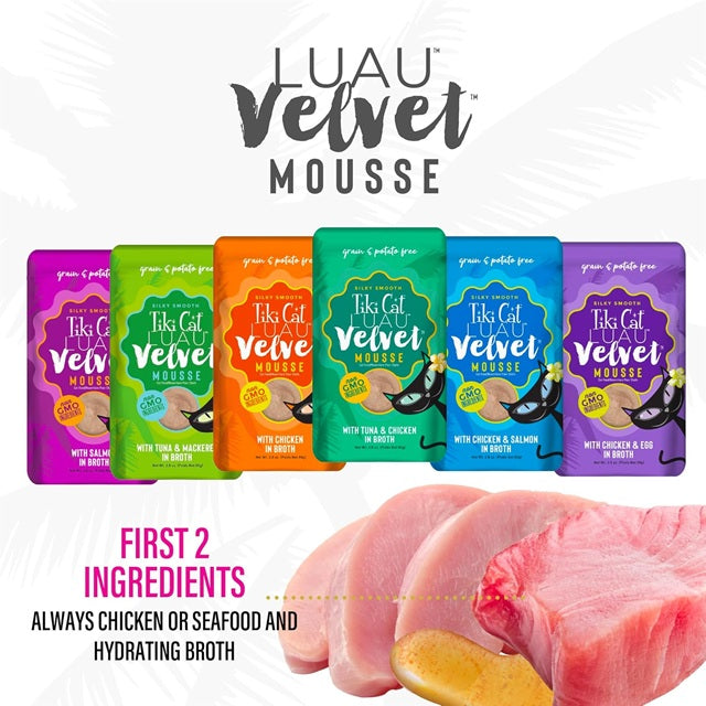 Tiki Cat Luau Velvet Mousse 6-Flavor 12-Count 2.8-oz Pouch Variety Pack Wet Cat Food