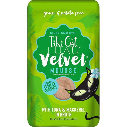 Tiki Cat Luau Velvet Mousse Tuna & Mackerel in Broth Wet Cat Food, 2.8-oz Pouch