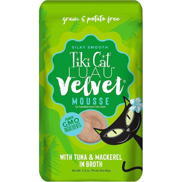 Tiki Cat Luau Velvet Mousse Tuna & Mackerel in Broth Wet Cat Food, 2.8-oz Pouch