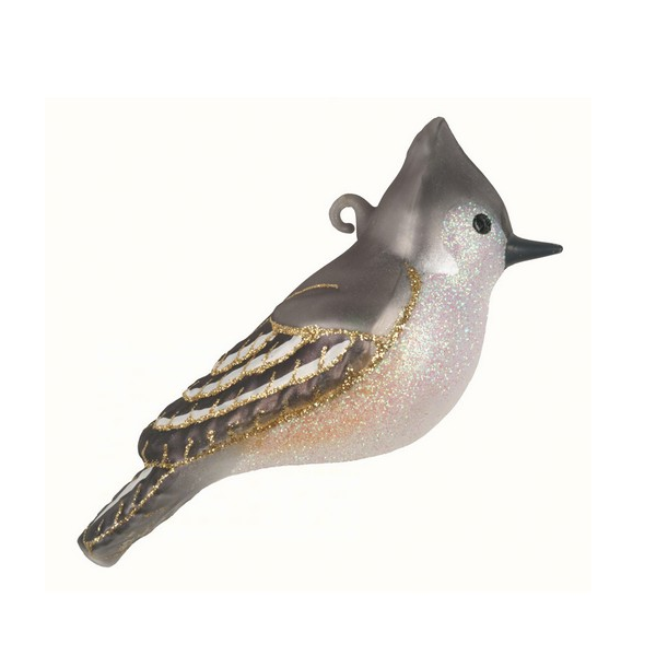 Tufted Titmouse Blown Glass Ornament