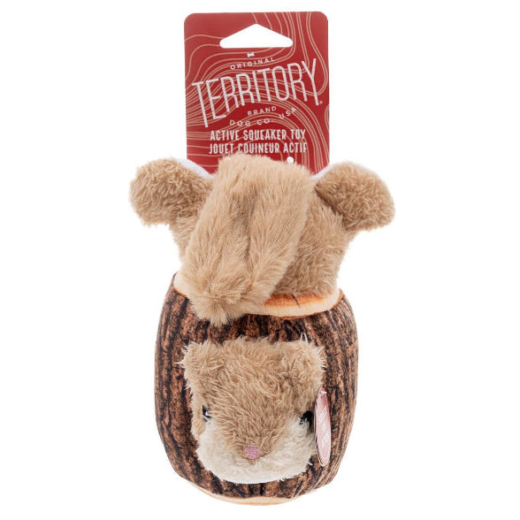 Territory Squirrel in Log Moving Plush Dog Toy