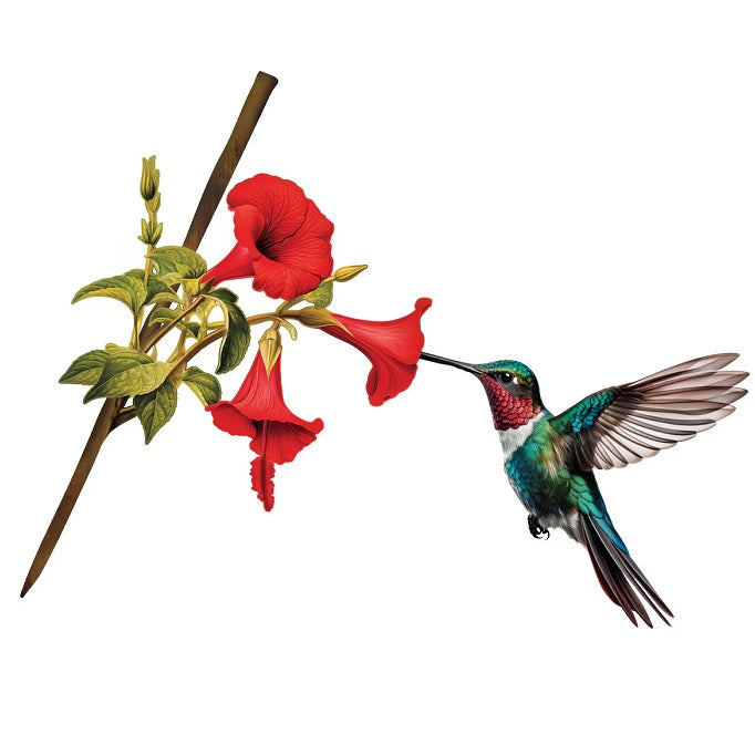 Decorative Tree Stake - Hummingbird with Flowers