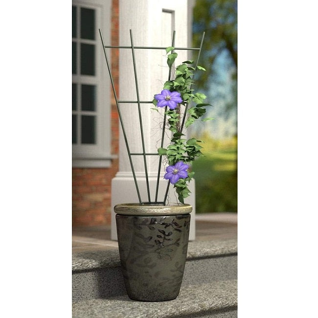 Green Steel Garden Pot Trellis 36 in high x 15 in 89635