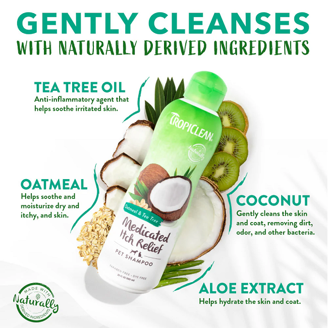 TropiClean Oatmeal & Tea Tree Pet Shampoo 20 oz