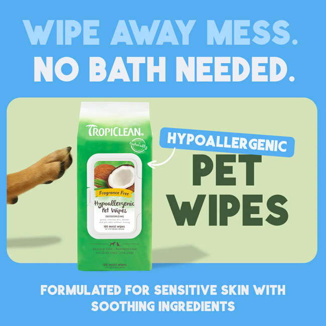 TropiClean Hypoallergenic Cleaning Pet Wipes