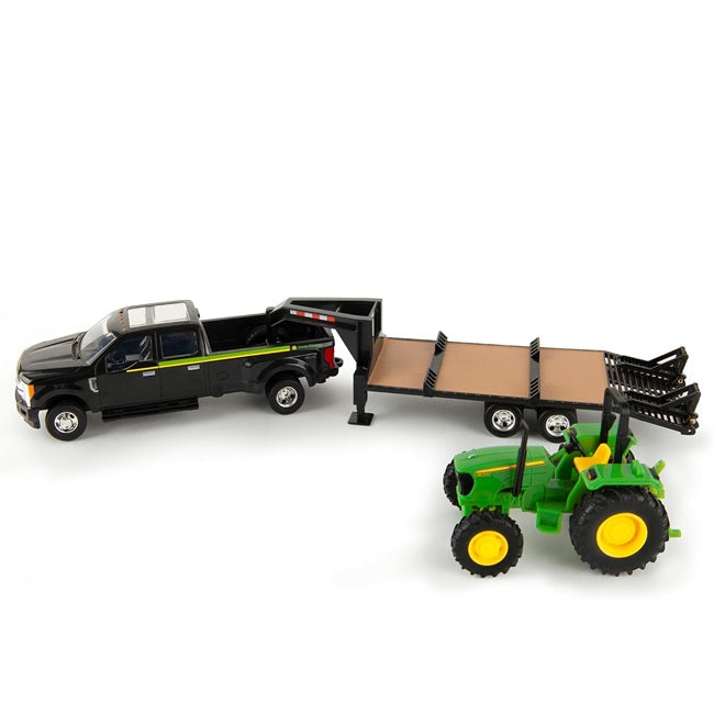 Ford F350 Pickup, Trailer and Tractor Toy Set - 1:32 Scale
