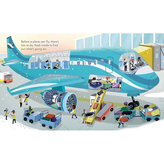 Peek Inside How a Plane Works Lift a Flap Board Book | Usborne