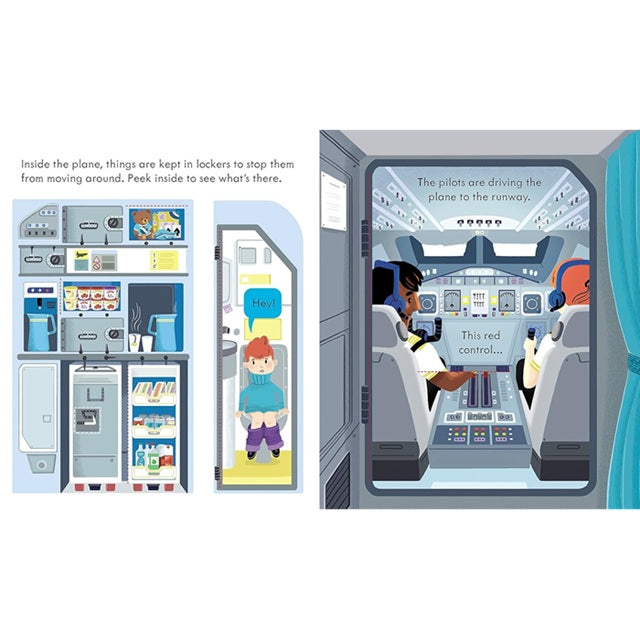 Peek Inside How a Plane Works Lift a Flap Board Book | Usborne