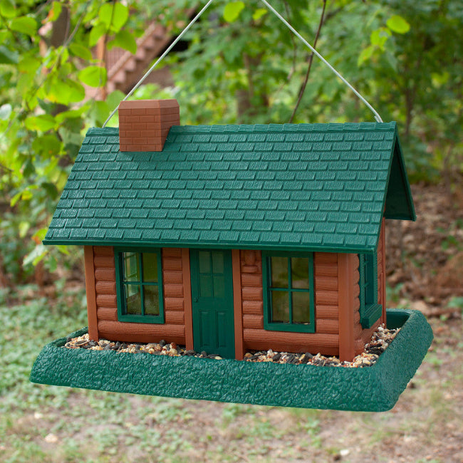 Village Collection Large Log Cabin Birdfeeder