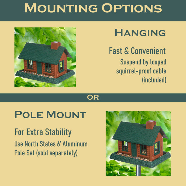 Village Collection Large Log Cabin Birdfeeder