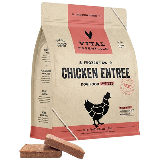 Vital Essentials Frozen Raw Chicken Entree Patties Dog Food 6-lbs