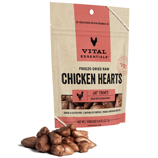 Vital Essentials Freeze-Dried Raw Chicken Hearts Cat Treats 0.8-oz