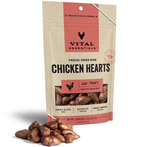 Vital Essentials Freeze-Dried Raw Chicken Hearts Dog Treats 1.9-oz