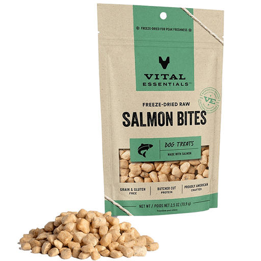 Vital Essentials Freeze-Dried Raw Salmon Bites Dog Treats 2.5-oz