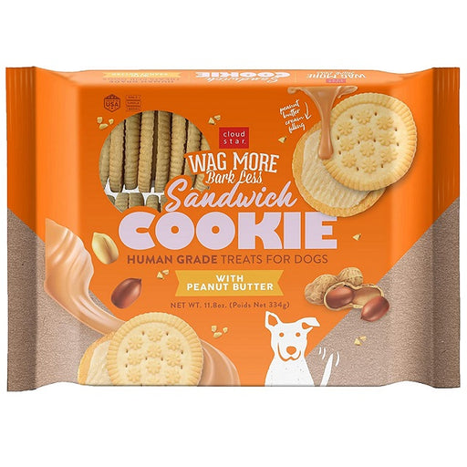 Cloud Star Wag More Bark Less Sandwich Cookie with Peanut Butter Dog Treats 11.8 oz.