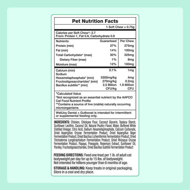 Welljoy Dental+ Cat Supplement 3.2 oz 120 count