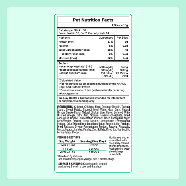 Welljoy Dental+ Dog Supplement 8.5 oz 24 Dental Treat Sticks
