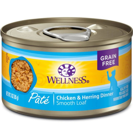 Wellness Cat Chicken & Herring Dinner Pate Cat Food, 3-oz Can