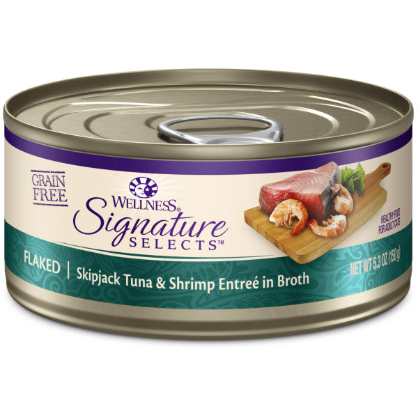 Wellness CORE Signature Selects Grain Free Flaked Skipjack Tuna & Shrimp Wet Cat Food, 5.3-oz Can
