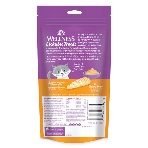 Wellness Lickable Treats Chicken Recipe Natural Cat Treats, 0.4-oz pouch, pack of 6