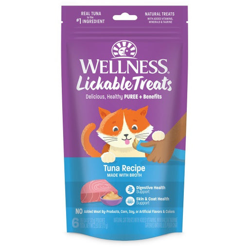 Wellness Lickable Treats Tuna Recipe Natural Cat Treats, 0.4-oz pouch, pack of 6