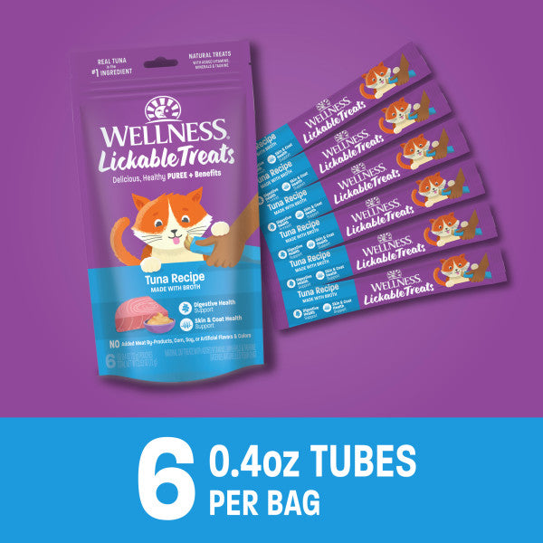 Wellness Lickable Treats Tuna Recipe Natural Cat Treats, 0.4-oz pouch, pack of 6