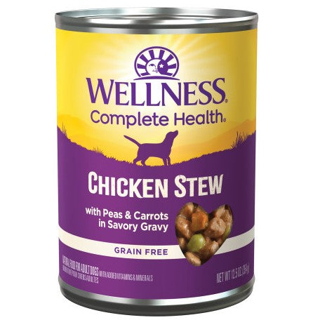 Image showcasing Wellness Grain Free Chicken Stew with Peas & Carrots Canned Dog Food ...