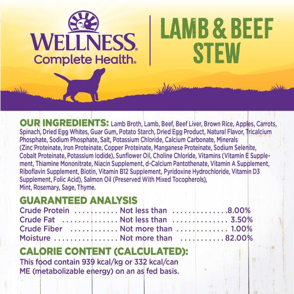 Wellness Wholesome Grain Lamb & Beef Stew with Brown Rice & Apples Canned Dog Food