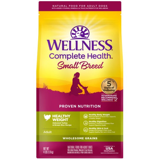 Wellness Small Breed Complete Health Adult Healthy Weight Turkey & Brown Rice Recipe Dry Dog Food 4-lb