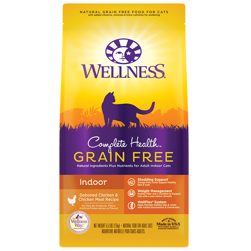 Wellness Complete Health Grain Free, Indoor Cat Food, Chicken Recipe 5.5lb Bag