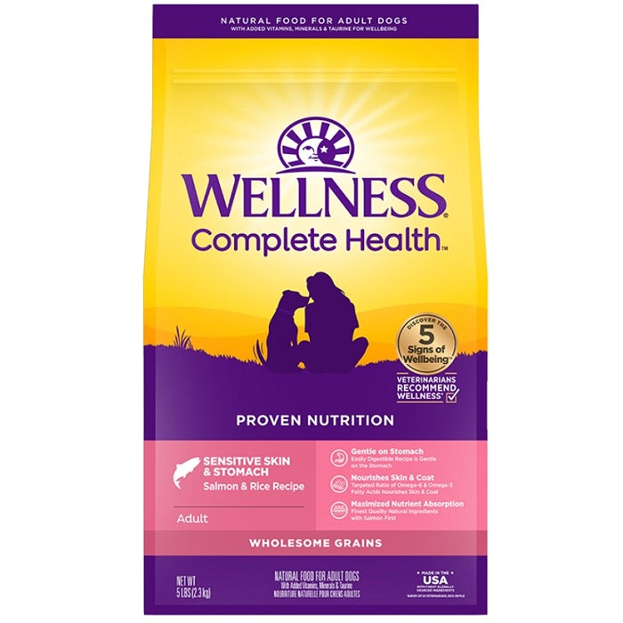 Wellness Complete Health Sensitive Skin & Stomach Salmon and Rice Recipe Adult Dog Food